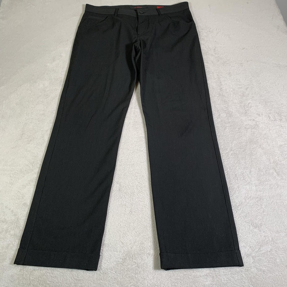 Alberto Pants Mens 34x32 (Tag 34x34) Gray Ceramica Finestripe Chino Stretch